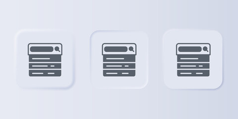 Grey Search engine icon isolated on grey background. Set icons in square buttons. Vector