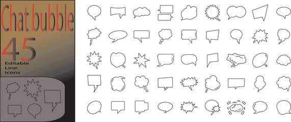 Chat bubble line editable icon set. Editable stroke. Vector illustration	