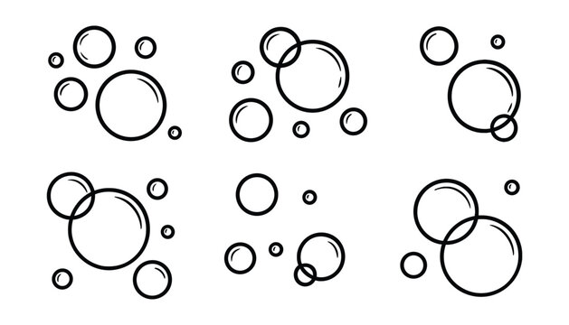 Black and white circle vector set with outline design and grouped art.