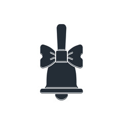 Black Merry Christmas ringing bell icon isolated on white background. Alarm symbol, service bell, handbell sign, notification. Vector