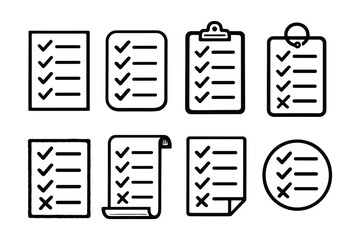 Vector set of checklist icons for task list and planning needs.