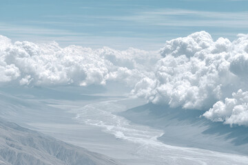 topdown view of glacial valley in new zealand under dramatic storm clouds