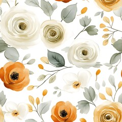 Delicate floral pattern in muted autumnal tones.
