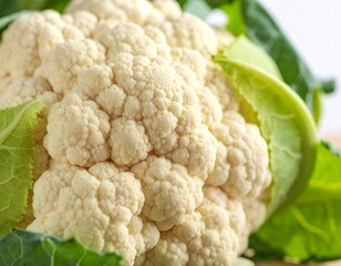 Healthy Cauliflower Head with Foliage