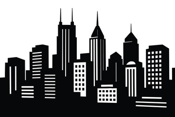 Naklejka premium Detailed vector cityscape silhouette of an urban landscape.