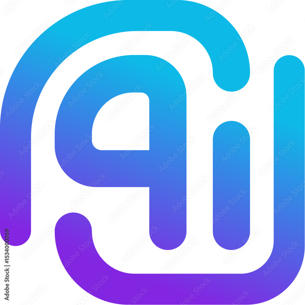 Aufkleber ai logo, assistant icon, modern gradient symbol. chatbot interface, smart app branding, neural netwo