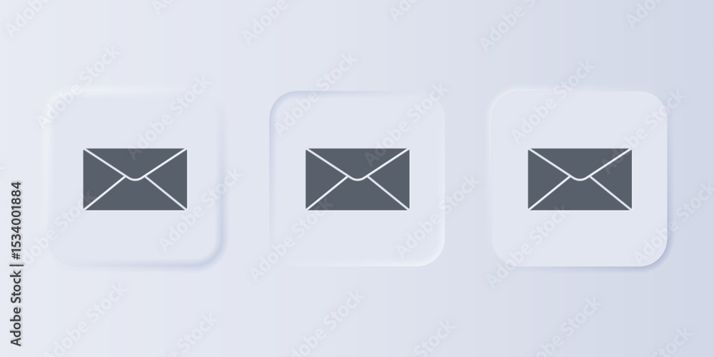 Poster grey envelope icon isolated on grey background. email message letter symbol. set icons in square but
