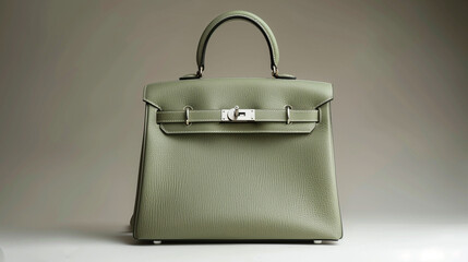 Bucharest, Romania 20 July  2023. Hermes Kelly 32 green handbag. photo made in studiou for editorial content. Hermes bag on white background.original product 