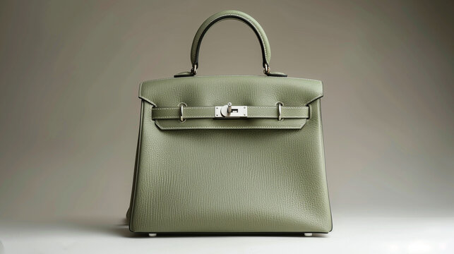 Bucharest, Romania 20 July  2023. Hermes Kelly 32 green handbag. photo made in studiou for editorial content. Hermes bag on white background.original product 