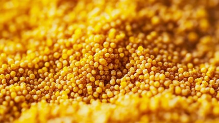 Close-up of small, round, golden-yellow granules.