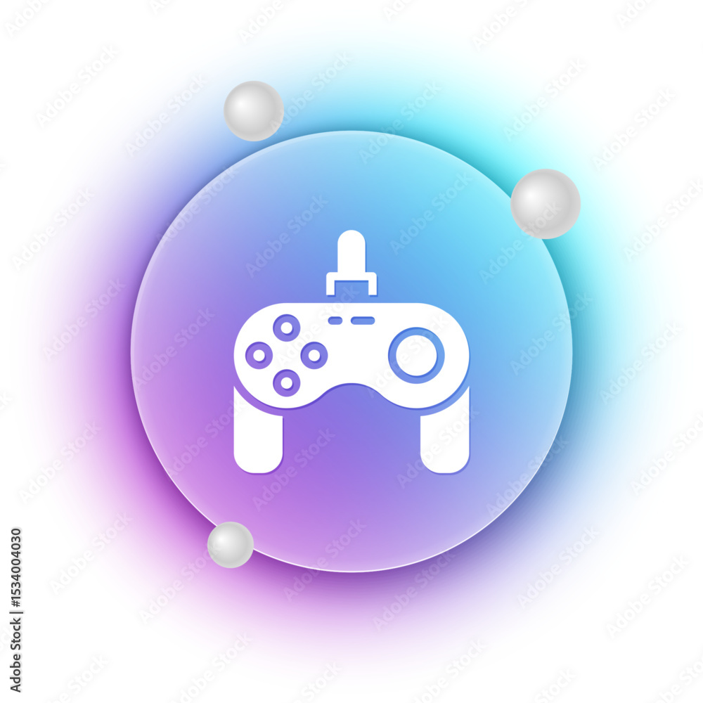 Poster white gamepad icon isolated on white background. game controller. blue and purple gradient circle ba