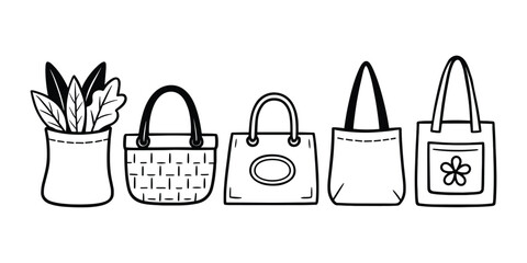 Eco tote bag vector collection for sustainable lifestyle design.