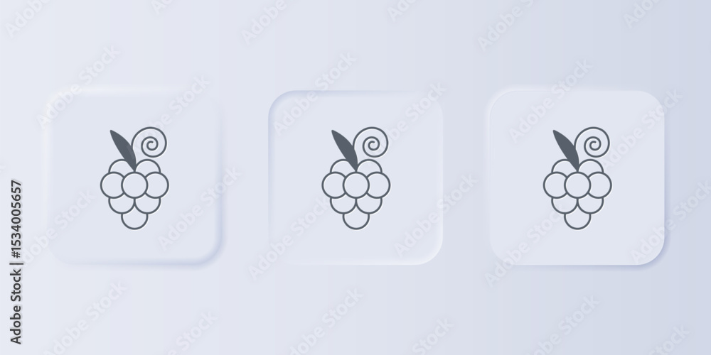 Poster grey grape fruit icon isolated on grey background. set icons in square buttons. vector