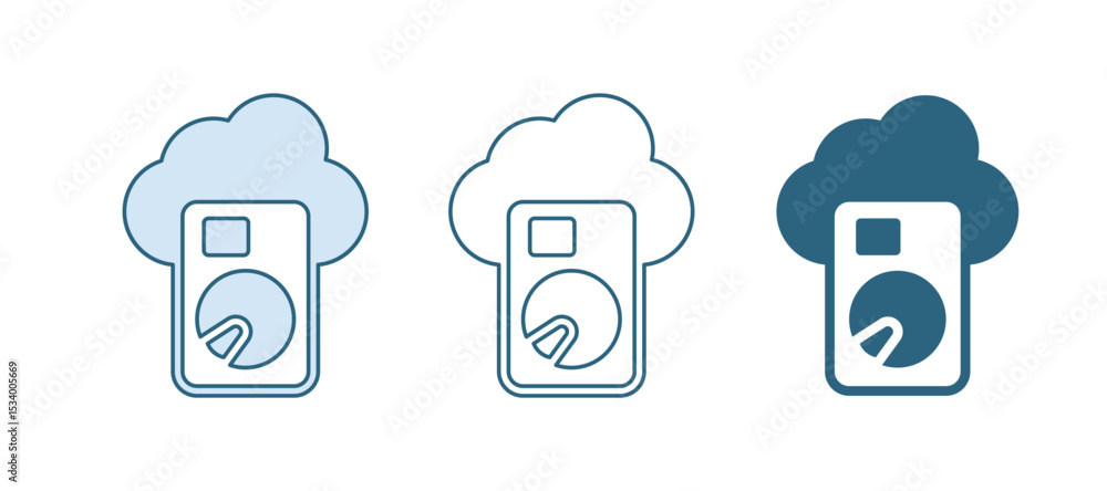 Poster blue cloud database icon isolated on white background. cloud computing concept. digital service or a