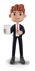 3d Businessman Holding Objects