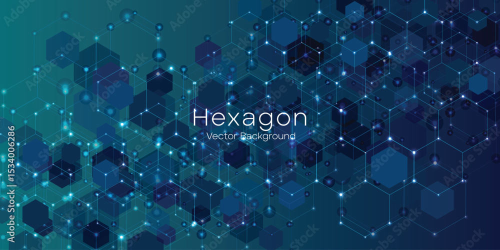 Poster technology background with hexagons. molecular structure and chemical compounds.
