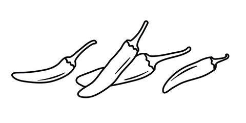 Simple black line drawing of chili peppers arranged in a minimal and artistic layout.