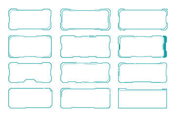 Set of futuristic HUD interface vector frames for technology display panels.
