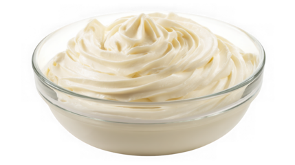 Delicious Whipped Cream in a Transparent Bowl