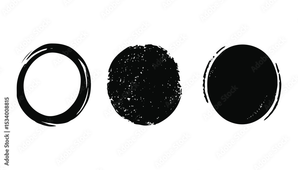 Aufkleber a vector set of grunge circles with distressed texture and rough edges.