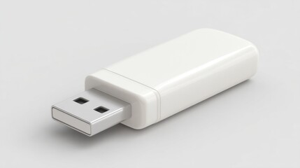  White USB Flash Drive on a Clean Background
