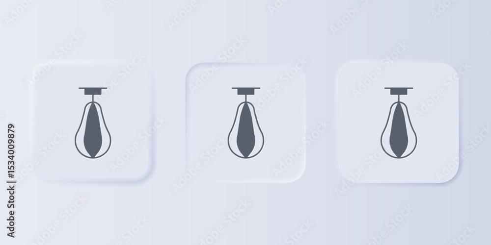 Poster grey punching bag icon isolated on grey background. set icons in square buttons. vector