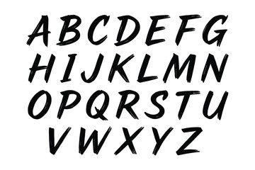 Casual handwritten alphabet vector set isolated on a white background.