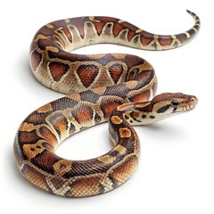 Obraz premium Boa Constrictor – Coiled Muscular Snake with Patterned Scales on White Background