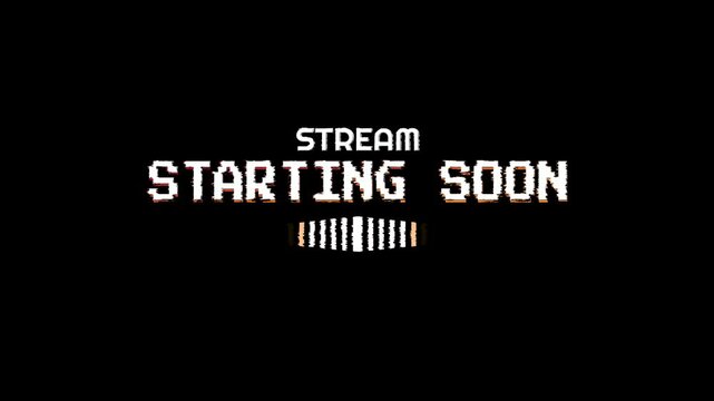 Stream starting soon animation wiggle and glitch effect on tranparan background