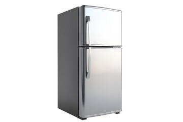 Modern refrigerator rendered with sleek design and smooth finish isolated on a transparent background for detailed viewing and analysis purposes