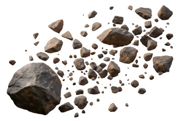 Scattered rocks isolated on transparent background