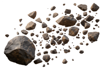 Scattered rocks isolated on transparent background