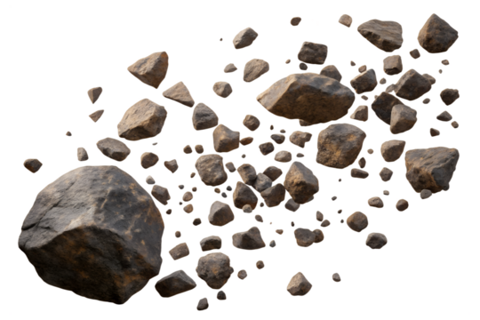 Scattered rocks isolated on transparent background