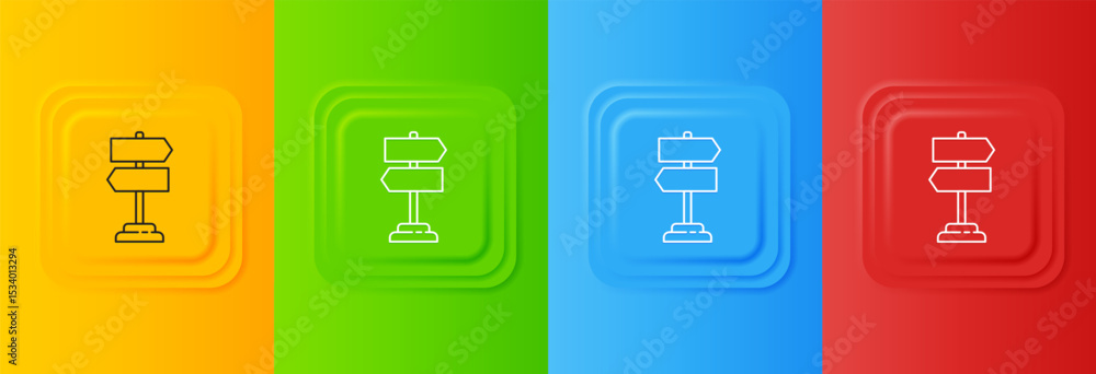 Poster white road traffic sign. signpost icon isolated on colorful background. pointer symbol. isolated str