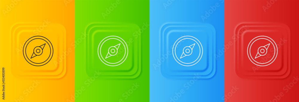 Aufkleber white compass icon isolated on colorful background. windrose navigation symbol. wind rose sign. set 