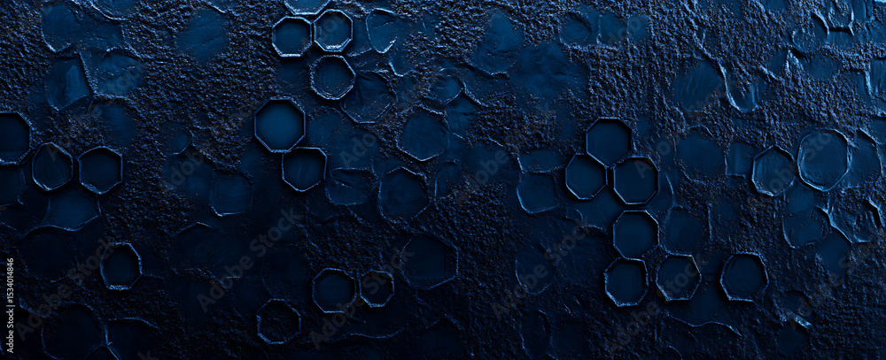 Poster 3d render of a dark blue abstract background with a hexagonal pattern, a seamless texture, and a con