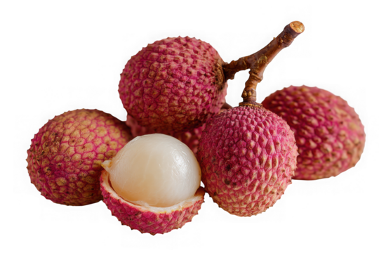 Fresh Lychee Fruit Isolated on White Background