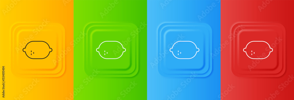 Poster white lemon icon isolated on colorful background. set icons in square buttons. vector