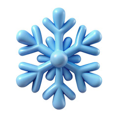3d rendered light blue snowflake isolated on transparent background