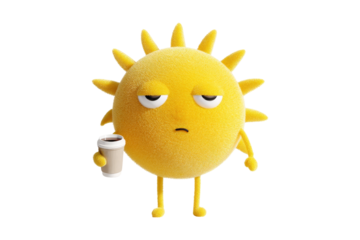 Sun character enjoys coffee digital art