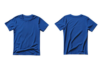 Royal blue blank t shirt template showcasing front and back views perfect for custom designs and promotional use in various settings