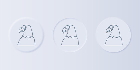Grey Eagle head icon isolated on grey background. Animal symbol. Set icons in square buttons. Vector