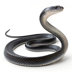 Fototapeta premium Black Mamba – Sleek Snake Isolated on Pure White Background