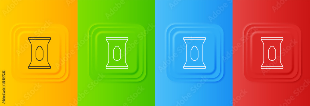 Poster white wet wipe pack icon isolated on colorful background. set icons in square buttons. vector