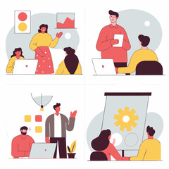 Collection of business teamwork icons. teamwork illustrations, presentations