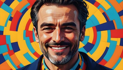 portrait of a man with colorful background
