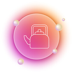 White Kettle with handle icon isolated on white background. Teapot icon. Orange and pink gradient circle background. Vector
