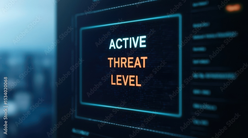 Poster global tensions and conflict escalation with emerging threats concepts. a digital screen displays th