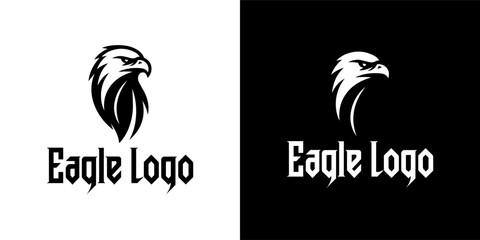 Powerful Black and White Eagle Logo with Sharp Head Silhouette for Bold and Professional Branding
