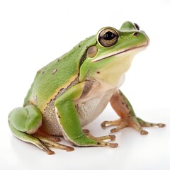 Obraz premium Green Frog – Full View Isolated on Pure White Background